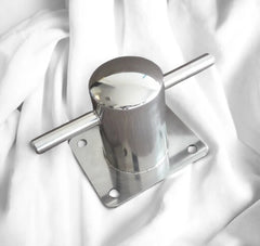 Single stainless steel cleat Ø100 mm – marine-grade polished finish for boats and nautical applications